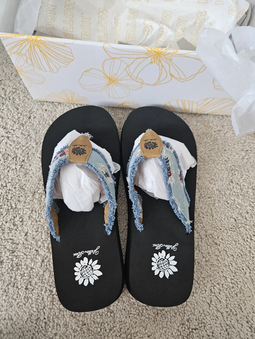 New In Box Yellow Box Yellow Box Faris, Lt. Blue Flip Flop Sizes 7 / 7.5 / 8 - Picture 8 of 16